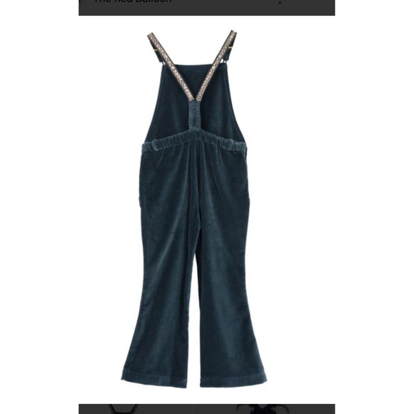 Velveteen Elodie Teal Velvet Overalls Girls Teal Blue Flare Leg Size 3 years - Picture 2 of 9